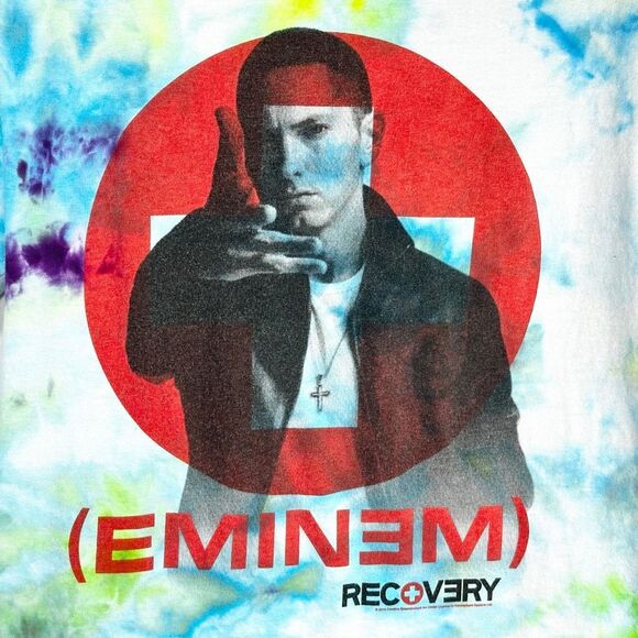 Eminem‎ Small T Shirt Handmade Tie Dye Short Sleeve Green Blue Tee Rapper 1507 - Picture 3 of 11